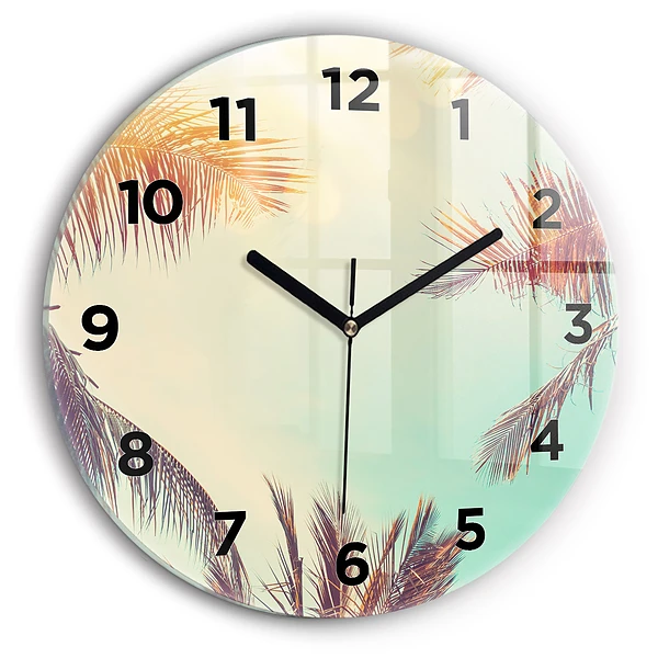Wanduhr rund mit motiv Tropische Palmen