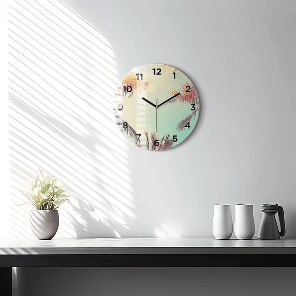 Wanduhr rund mit motiv Tropische Palmen