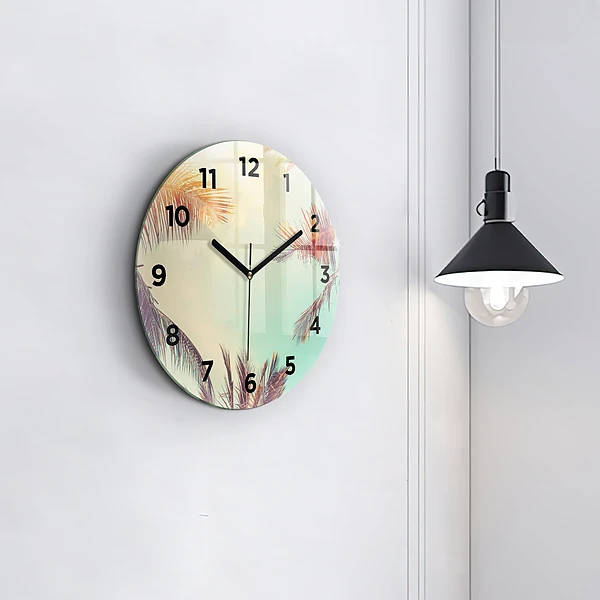 Wanduhr rund mit motiv Tropische Palmen