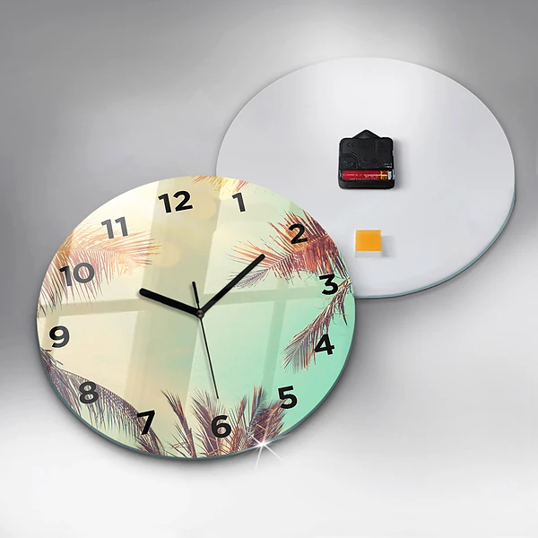 Wanduhr rund mit motiv Tropische Palmen