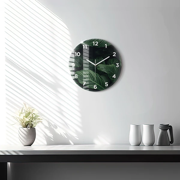 Wanduhr rund mit motiv Tropische Monstera