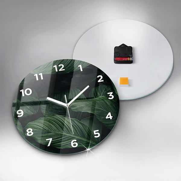 Wanduhr rund mit motiv Tropische Monstera
