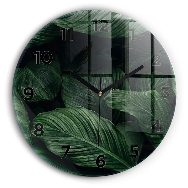 Wanduhr rund mit motiv Tropische Monstera