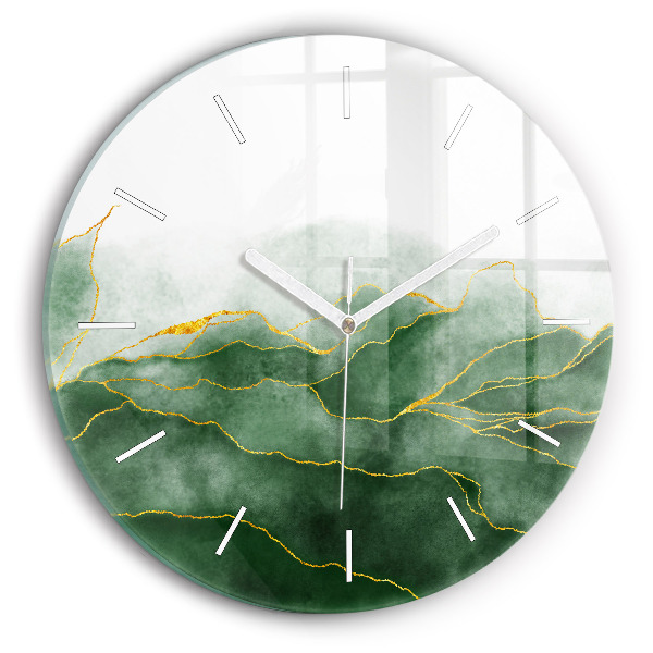 Wanduhr glas rund Abstrakte Blätter