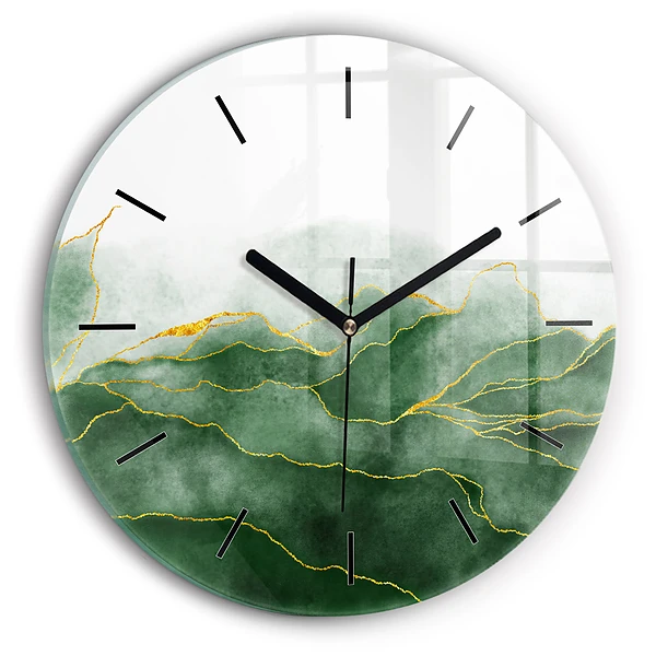 Wanduhr glas rund Abstrakte Blätter