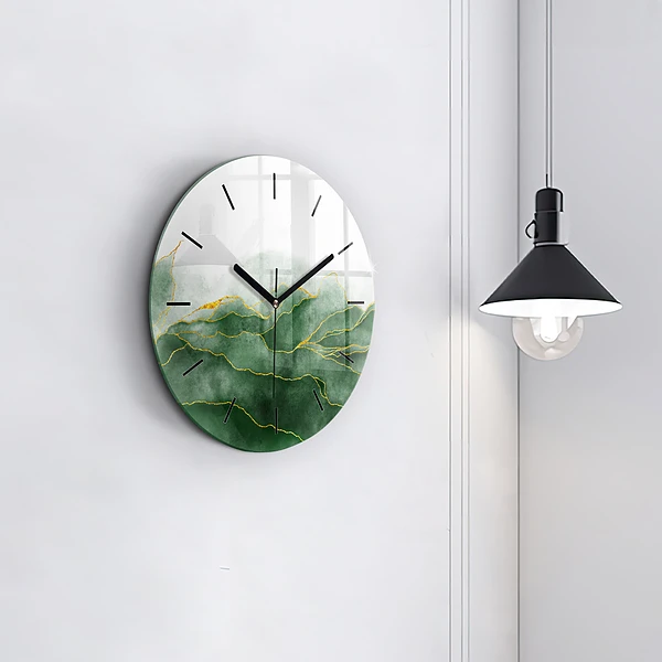 Wanduhr glas rund Abstrakte Blätter