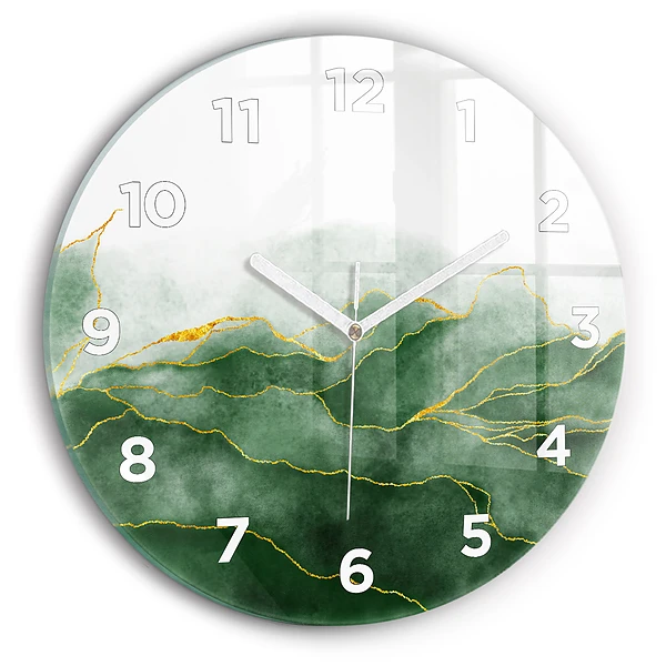 Wanduhr glas rund Abstrakte Blätter