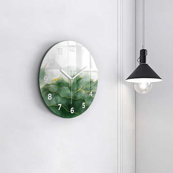 Wanduhr glas rund Abstrakte Blätter