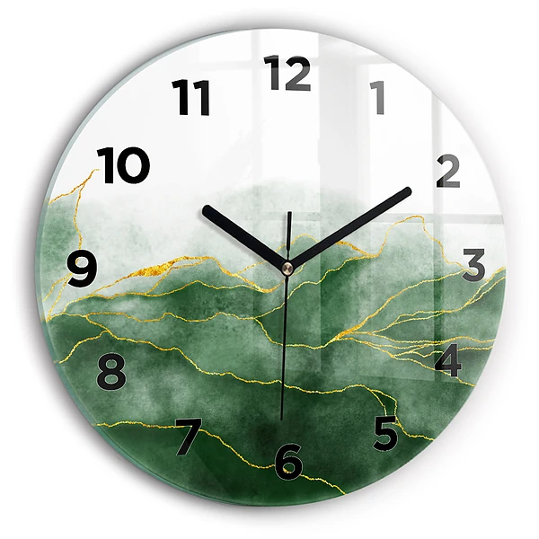 Wanduhr glas rund Abstrakte Blätter