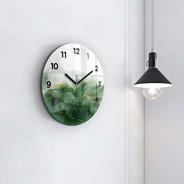Wanduhr glas rund Abstrakte Blätter