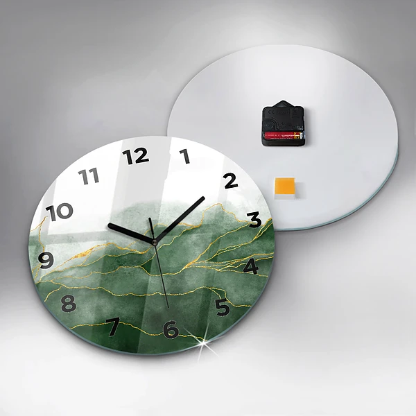 Wanduhr glas rund Abstrakte Blätter