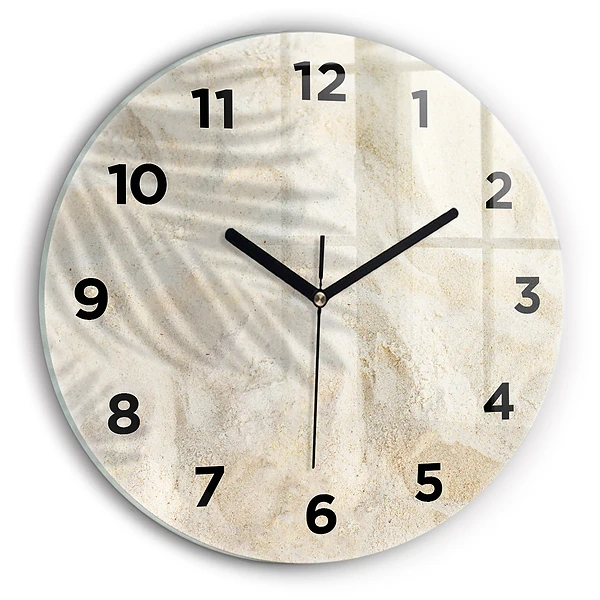Wanduhr glas rund Schatten einer Palme Sand