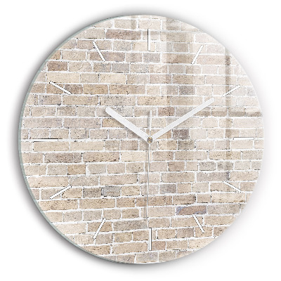 Wanduhr glas rund Backsteinmauer