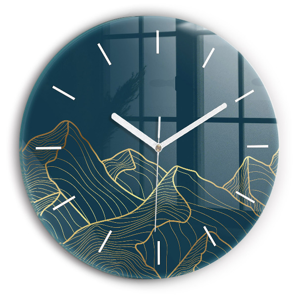 Wanduhr glas rund Skizze von Bergen