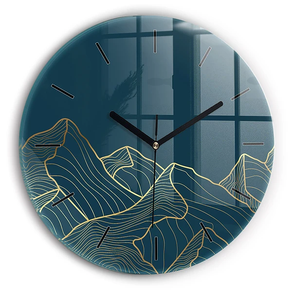 Wanduhr glas rund Skizze von Bergen