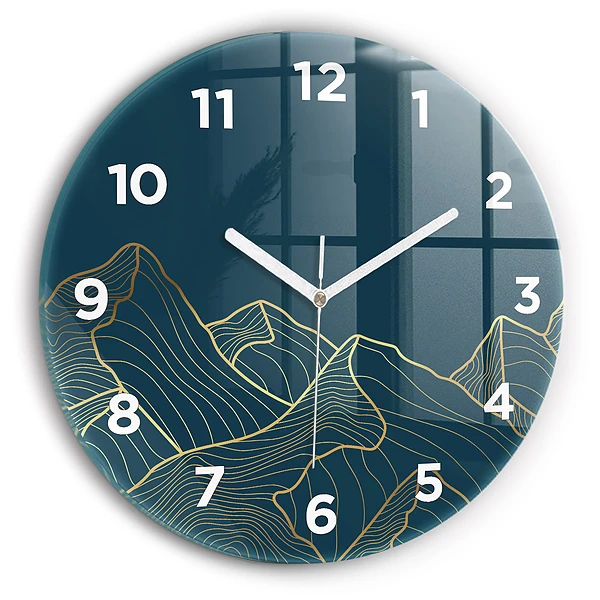 Wanduhr glas rund Skizze von Bergen