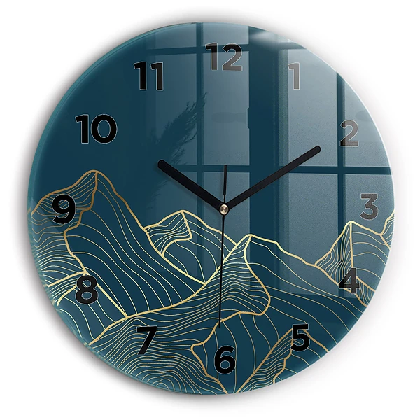 Wanduhr glas rund Skizze von Bergen