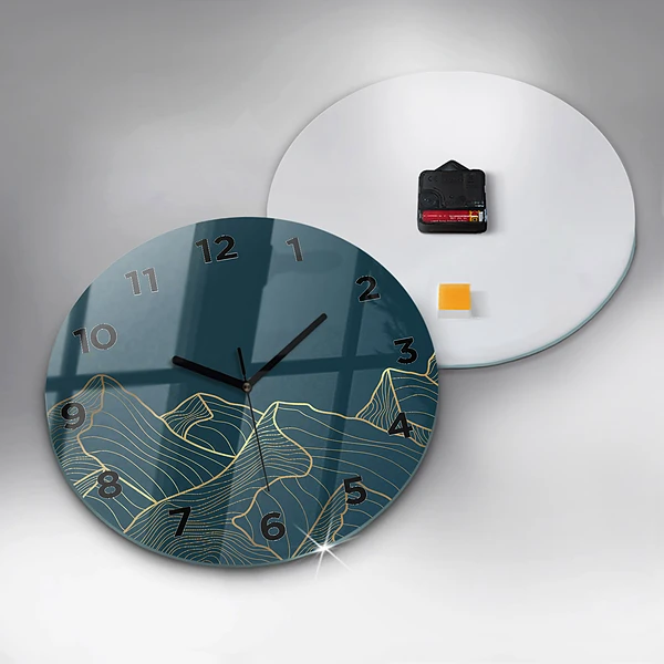 Wanduhr glas rund Skizze von Bergen