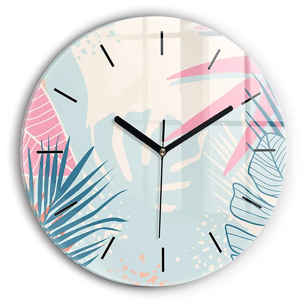 Wanduhr rund mit motiv Pastellfarbene Blätter