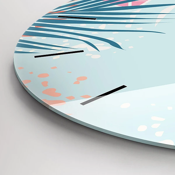 Wanduhr rund mit motiv Pastellfarbene Blätter