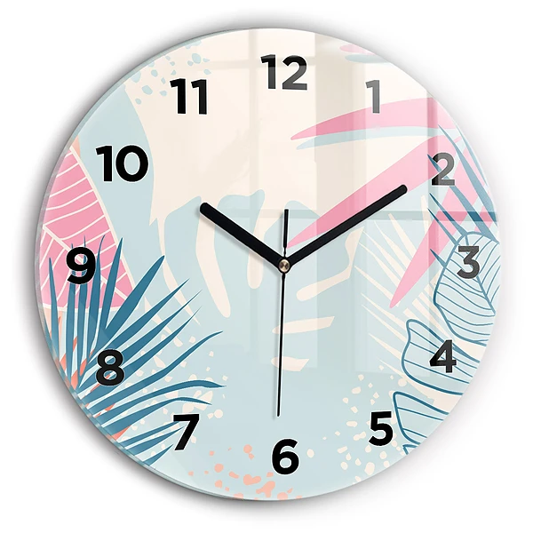 Wanduhr rund mit motiv Pastellfarbene Blätter