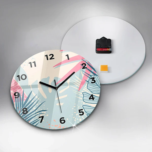 Wanduhr rund mit motiv Pastellfarbene Blätter