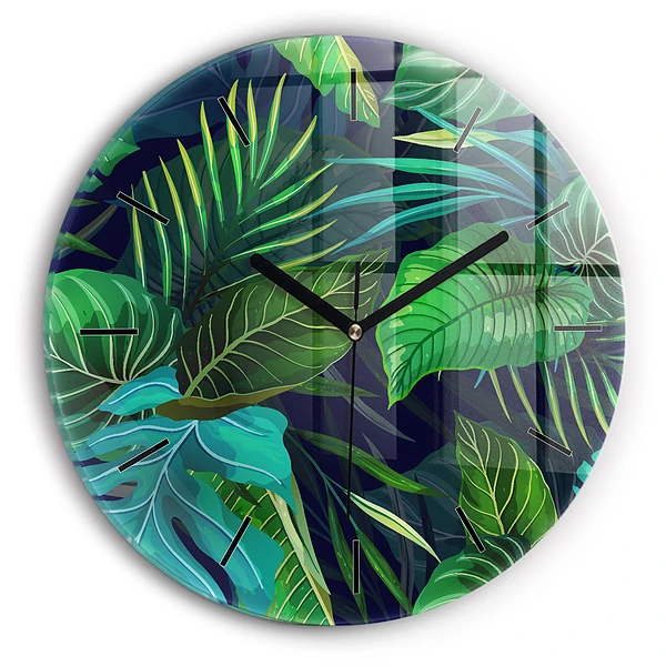 Wanduhr rund Exotische Blätter