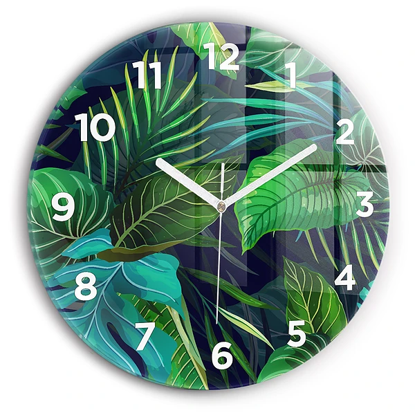Wanduhr rund Exotische Blätter