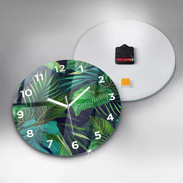 Wanduhr rund Exotische Blätter