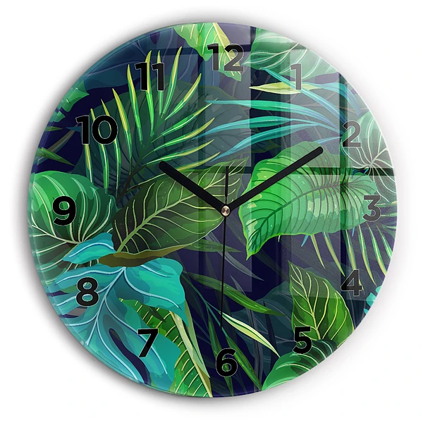 Wanduhr rund Exotische Blätter
