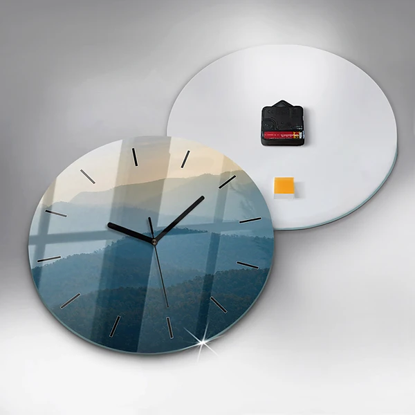 Wanduhr glas rund Abstrakte Landschaft