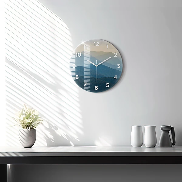 Wanduhr glas rund Abstrakte Landschaft
