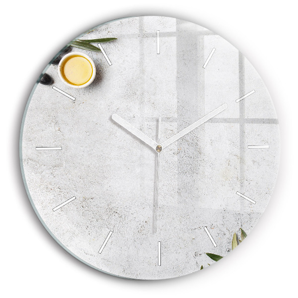 Wanduhr glas rund Minimalistische Oliven