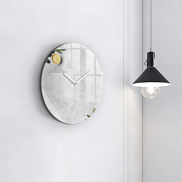 Wanduhr glas rund Minimalistische Oliven