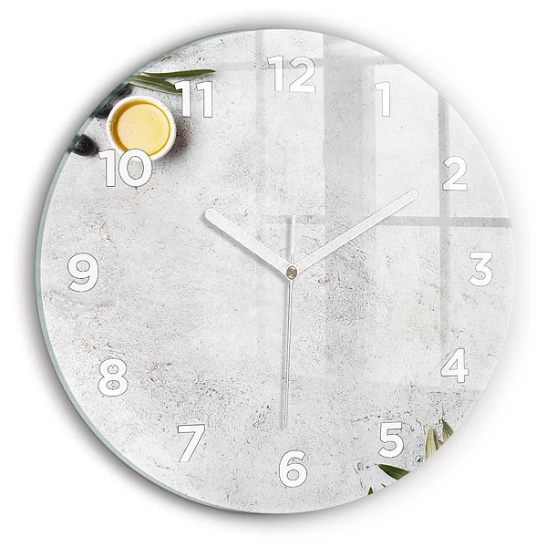 Wanduhr glas rund Minimalistische Oliven