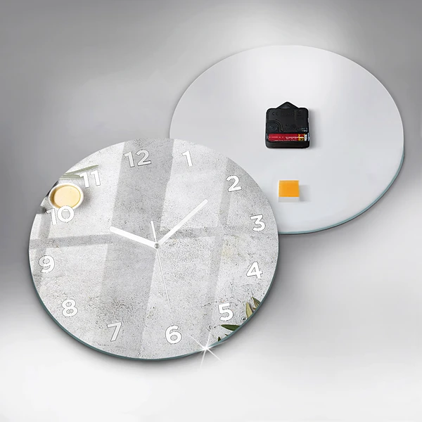 Wanduhr glas rund Minimalistische Oliven