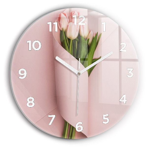 Wanduhr rund mit motiv Blumenstrauß aus Tulpenblüten