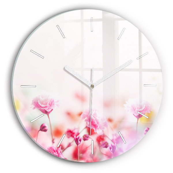 Wanduhr rund Blumen auf einer Wiese