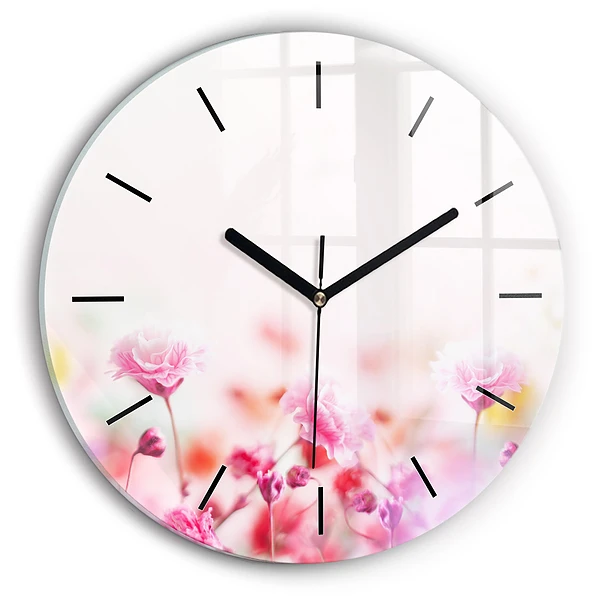 Wanduhr rund Blumen auf einer Wiese