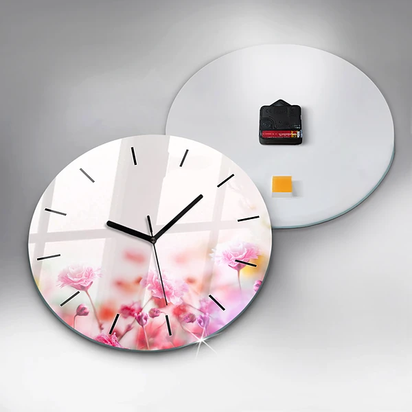 Wanduhr rund Blumen auf einer Wiese