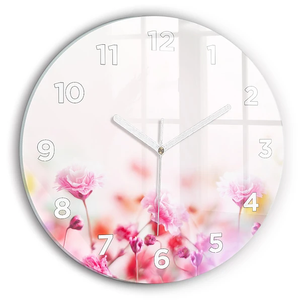 Wanduhr rund Blumen auf einer Wiese