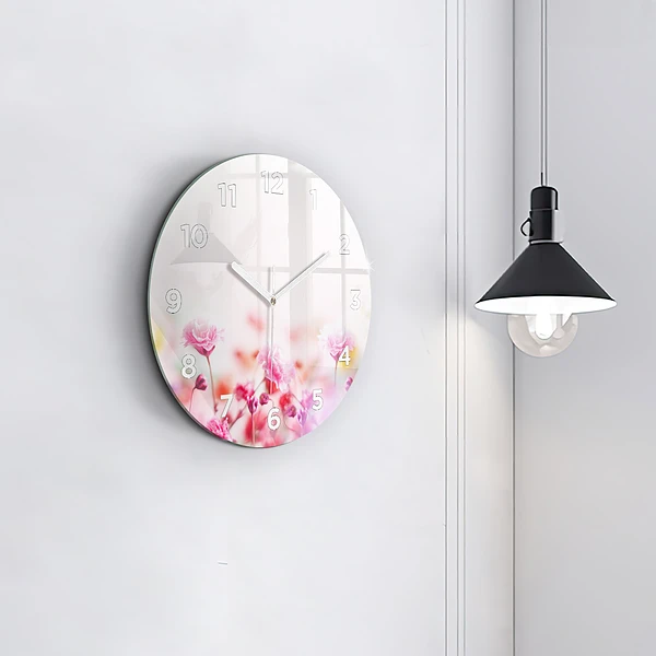 Wanduhr rund Blumen auf einer Wiese