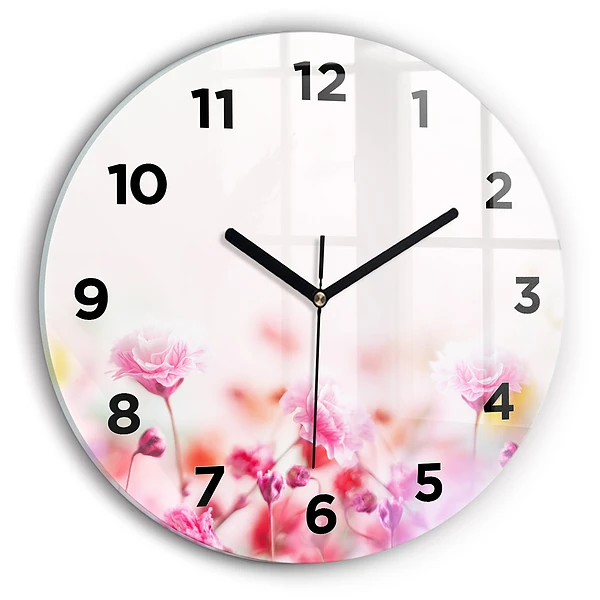 Wanduhr rund Blumen auf einer Wiese