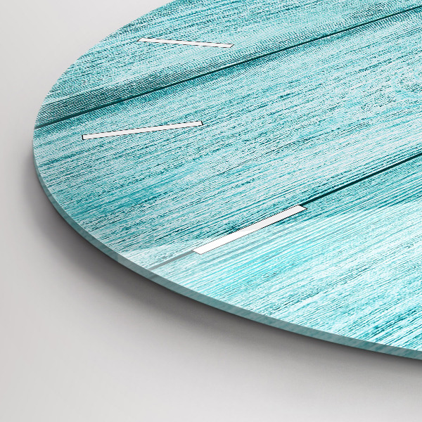 Wanduhr glas rund Blaues altes Holz