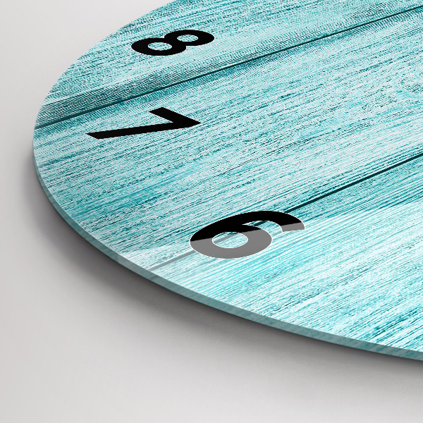 Wanduhr glas rund Blaues altes Holz