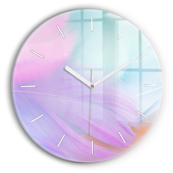 Wanduhr rund Bunte Federn