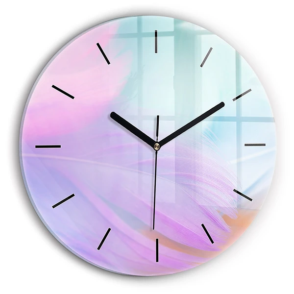 Wanduhr rund Bunte Federn