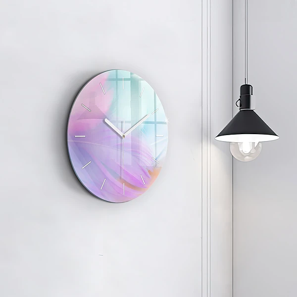 Wanduhr rund Bunte Federn