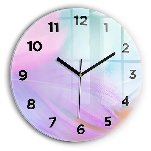 Wanduhr rund Bunte Federn