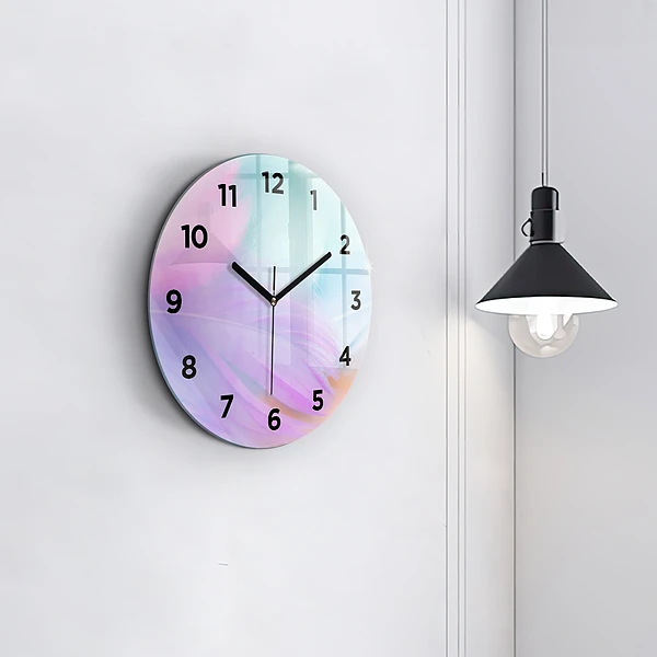 Wanduhr rund Bunte Federn